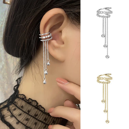 Long Tassel Chain Kpop Ear Clip Without Hole Earring 1PC