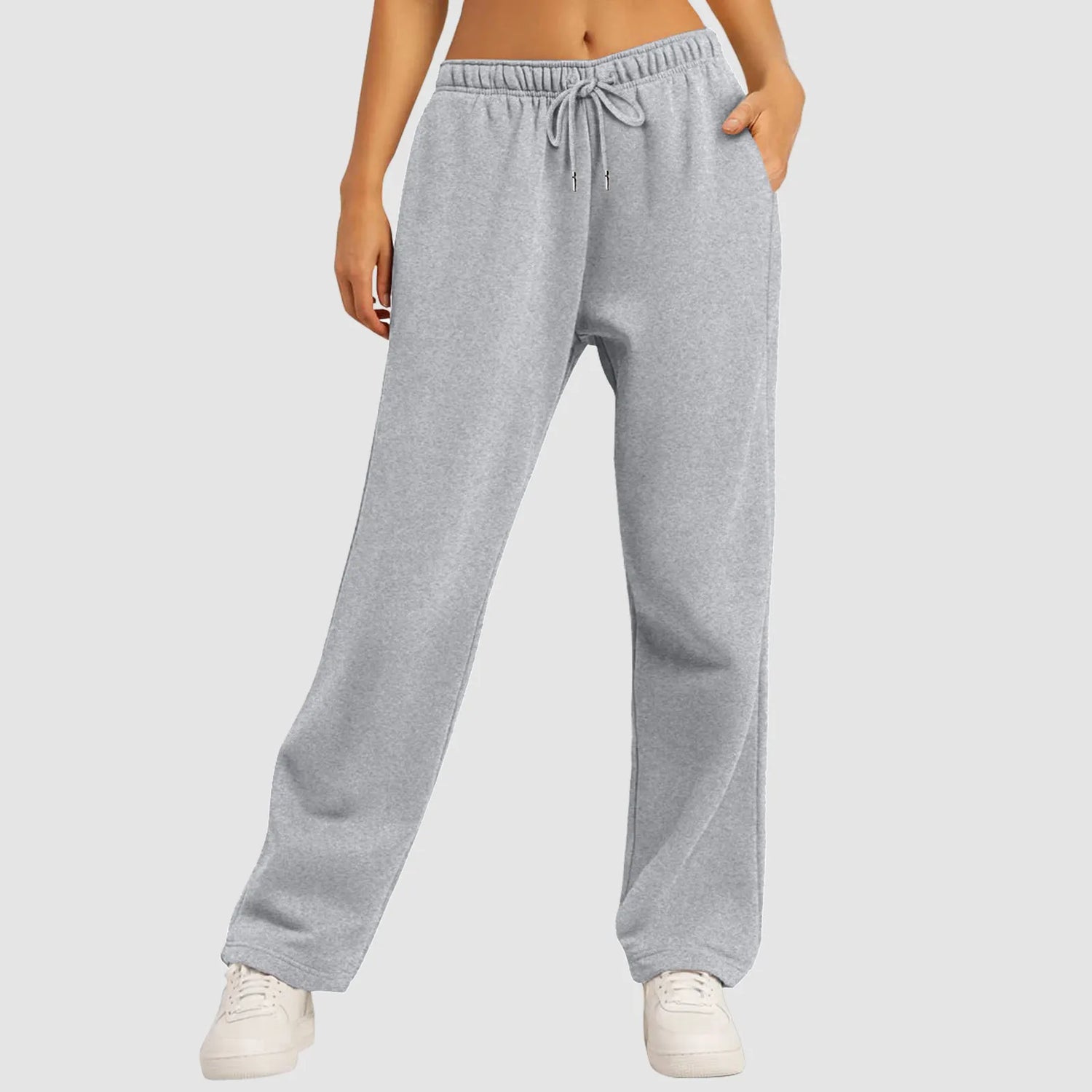 Fleece Lined Sweatpants Straight Pants Bottom