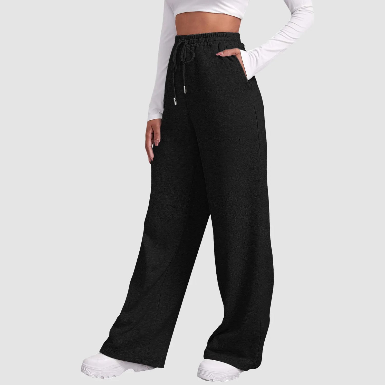 Fleece Lined Sweatpants Straight Pants Bottom