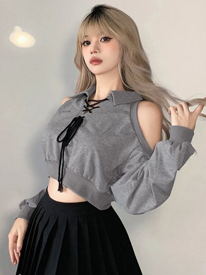 Zoki Sexy Cropped Off Shoulder Gothic Tops