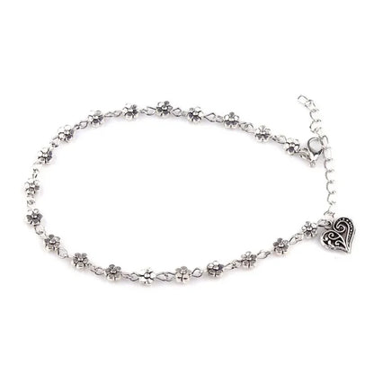 Hollow Plum Heart-Shaped Anklet