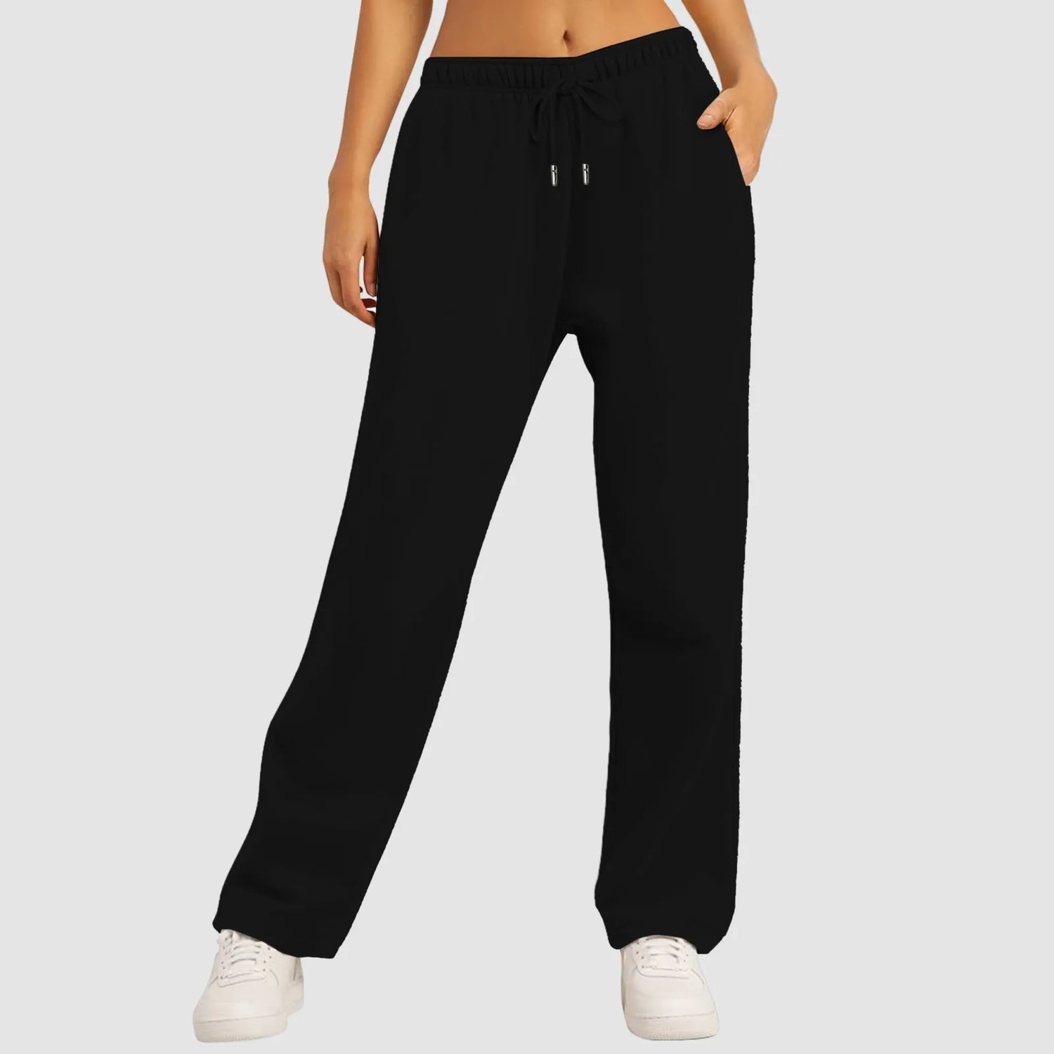 Fleece Lined Sweatpants Straight Pants Bottom