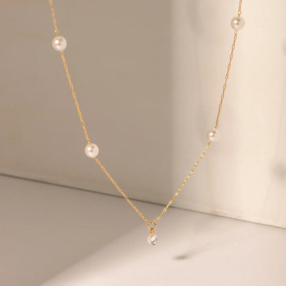 Exquisite Pearl Zircons Necklace